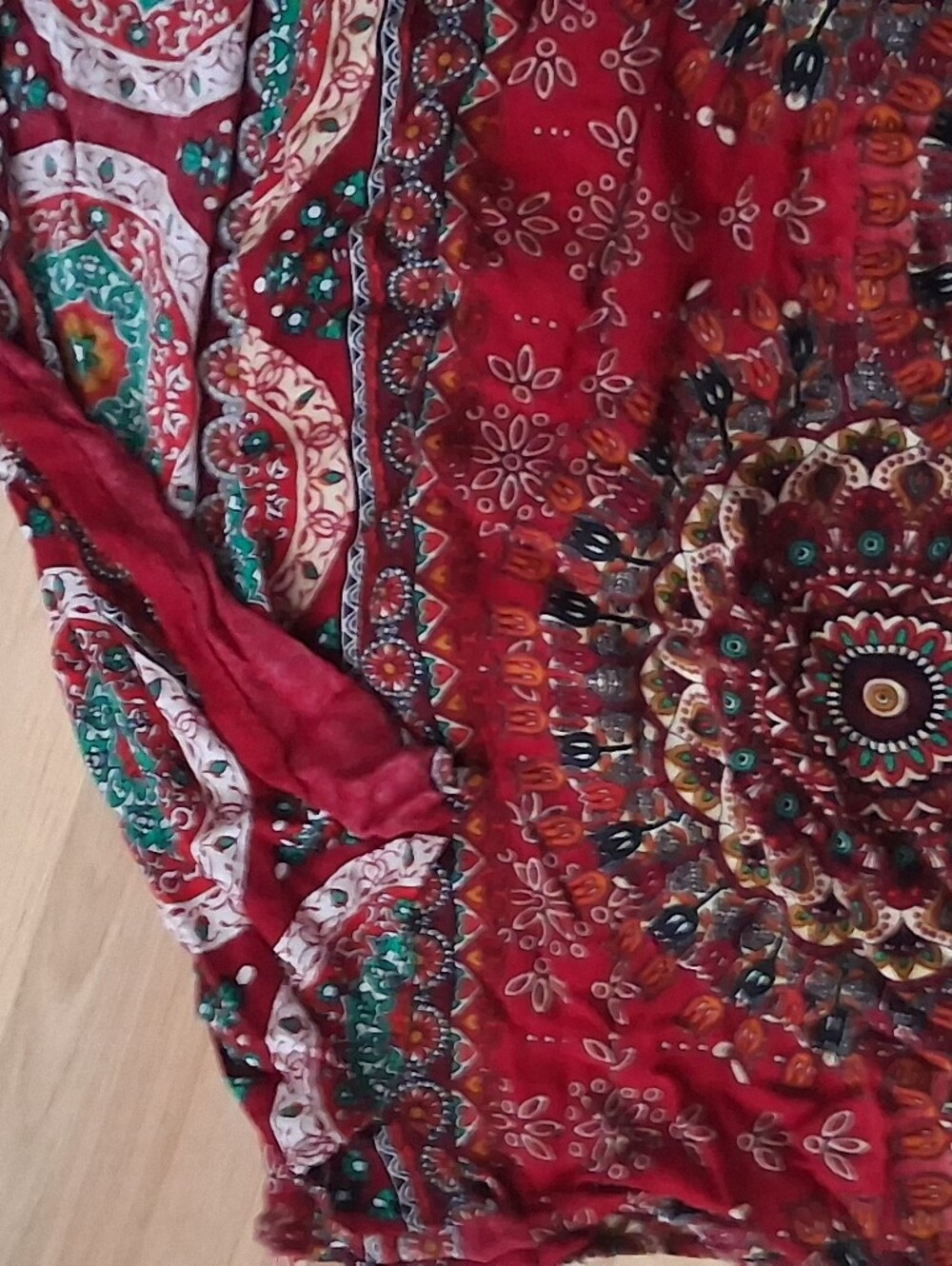 Trop Belle Pour Toi Montréal Boho Wide Leg Palazzo Pants Red Paisley S - Picture 7 of 10